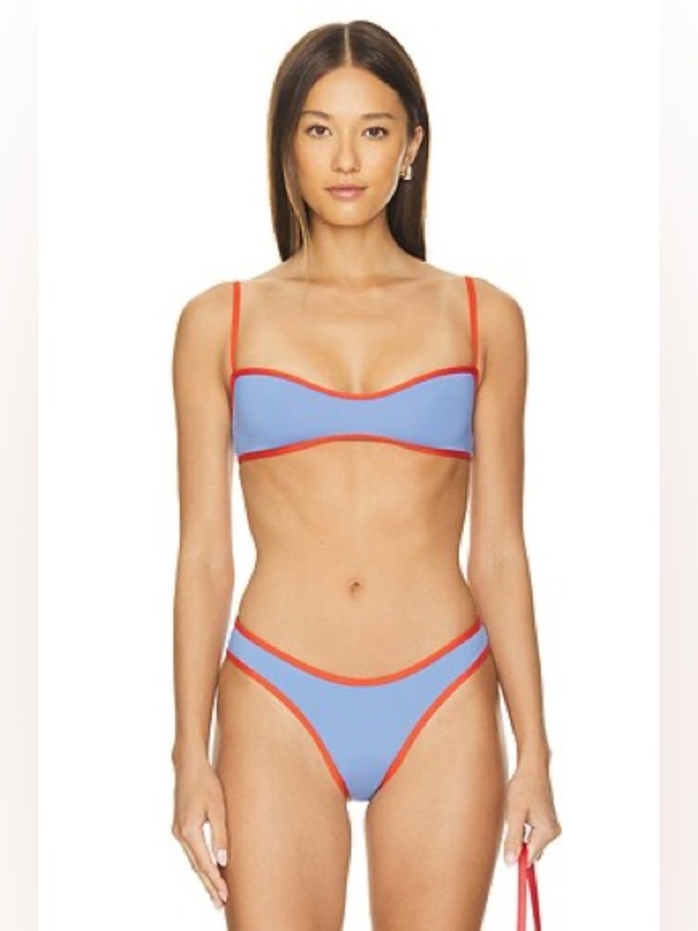 WeWoreWhat Light Blue Bikini buttom with Red Trim